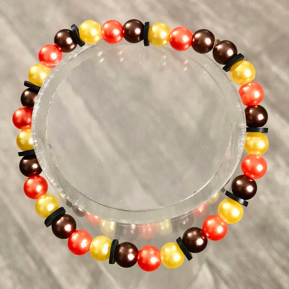 Fall color bracelets handmade with black clay bead spacers - Picture 2 of 5